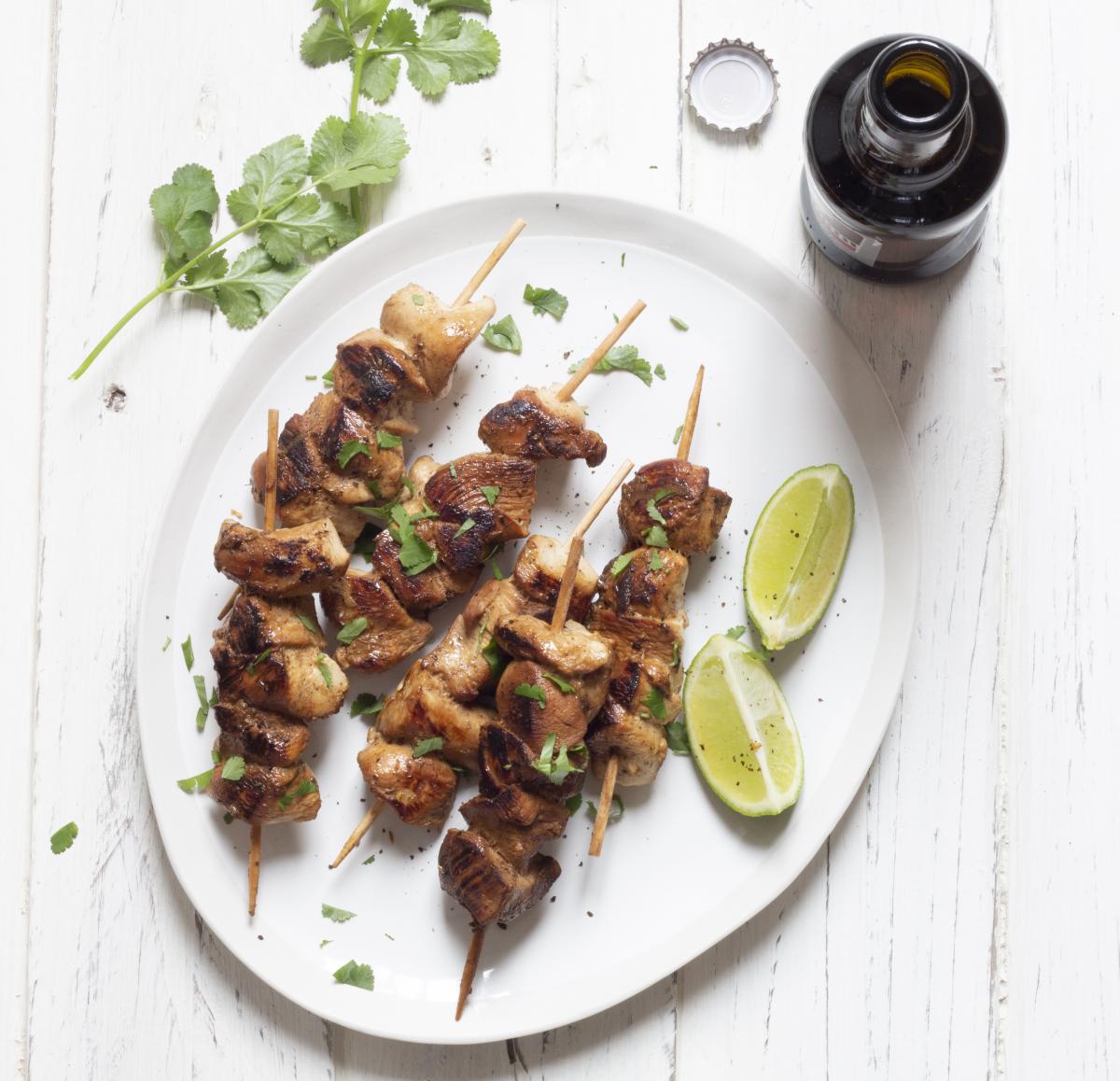 Brochettes de poulet Ã  la biÃ¨re et au miel