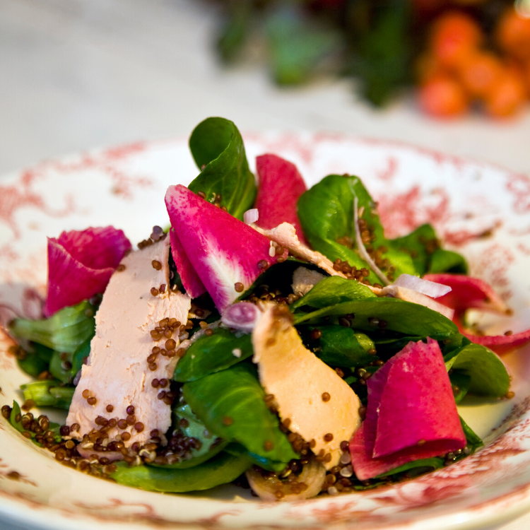 Salade gourmande quinoa foie gras