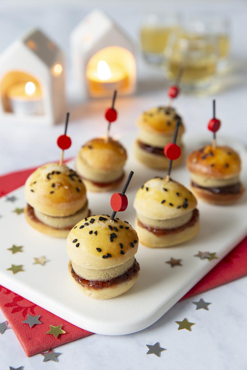 Mini burgers au foie gras et à la figue sucré salé noël fète