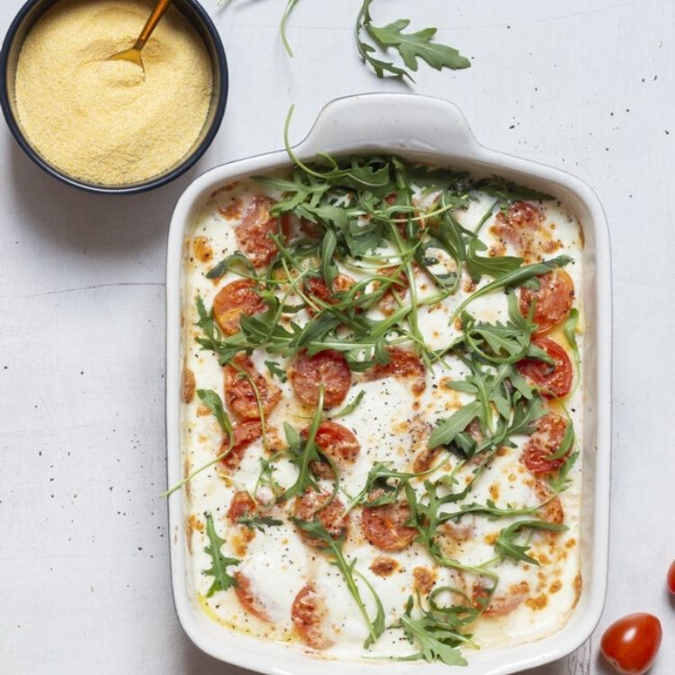 Polenta de maÃ¯s gratinÃ©e aux tomates cerise