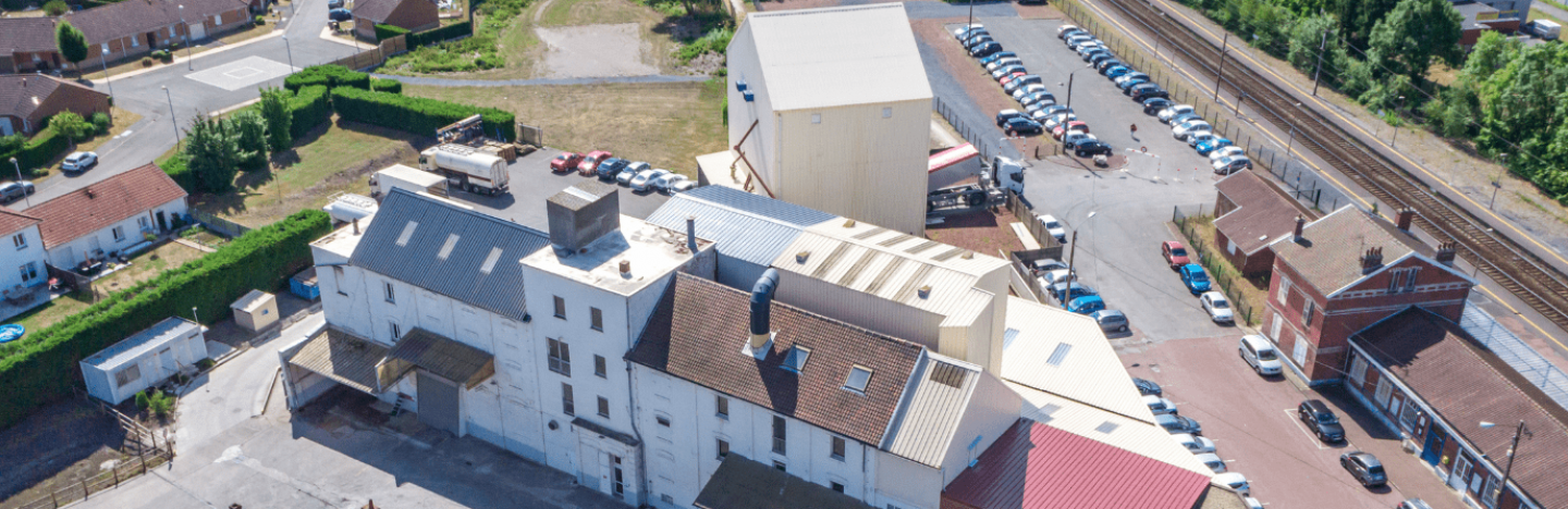 Bâtiments de la minoterie Leforest vue du ciel