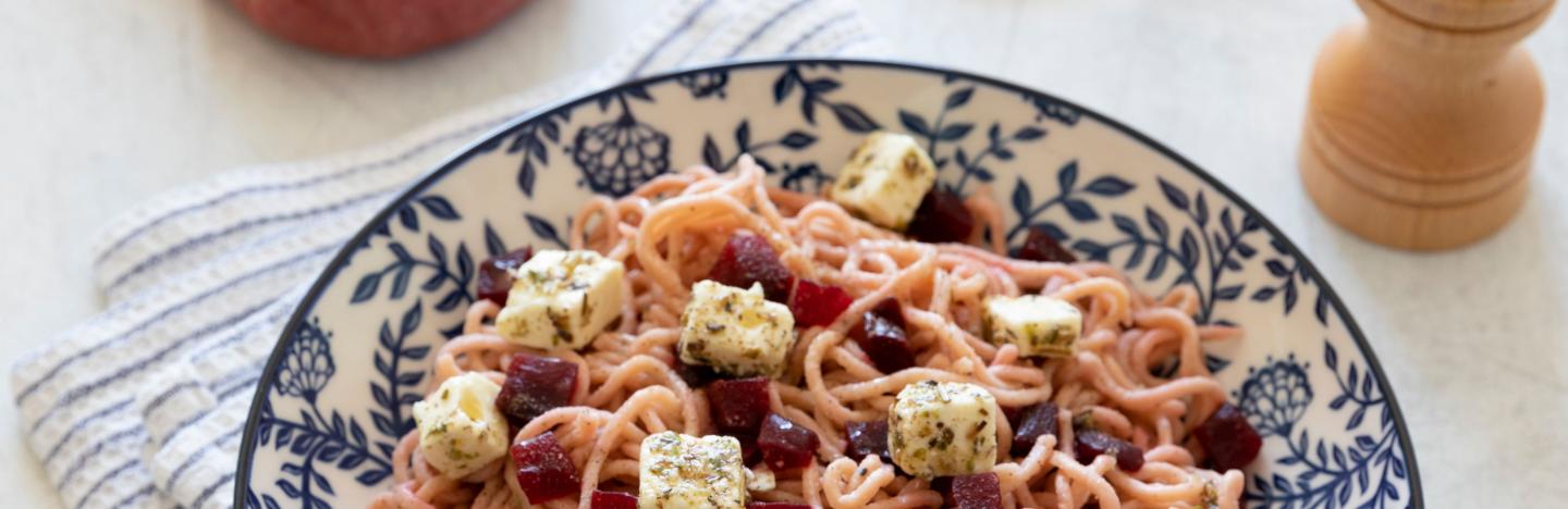 Spaghetti à la betterave feta