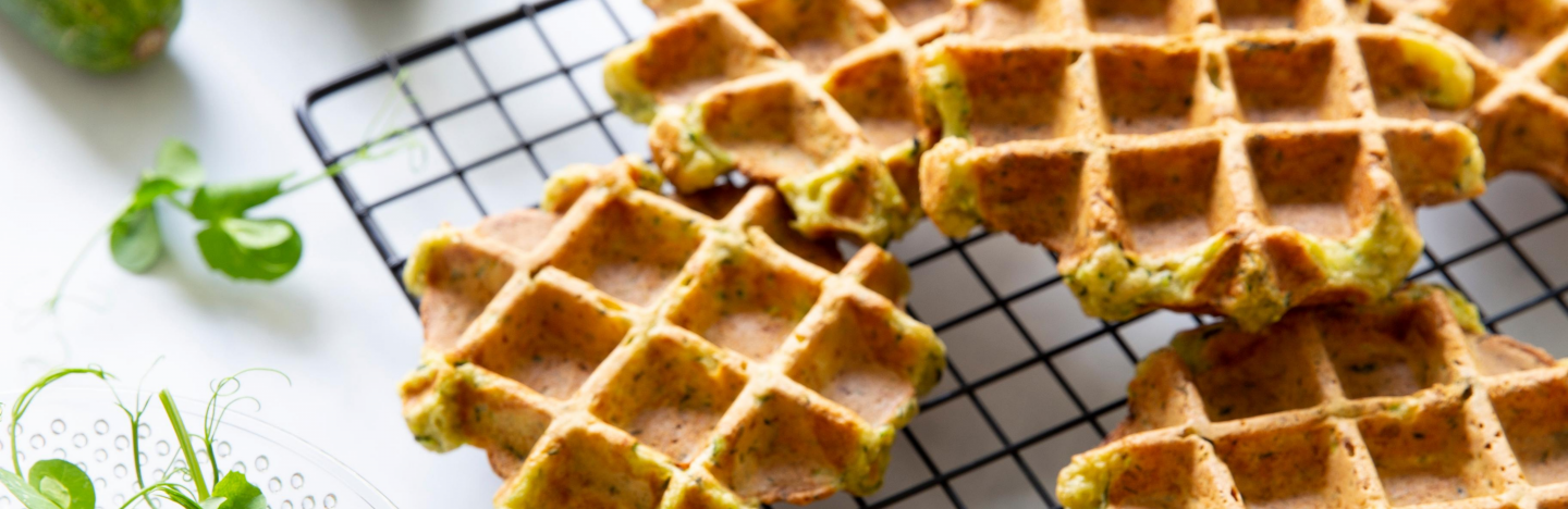 Gaufres  farine de blé, seigle et courgette vue de dessus