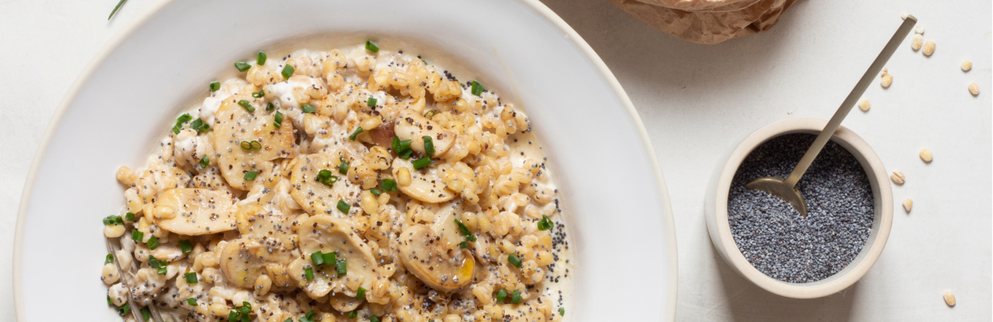 Risotto d'orge perlé aux champignons Risotto d'orge perlé aux champignons