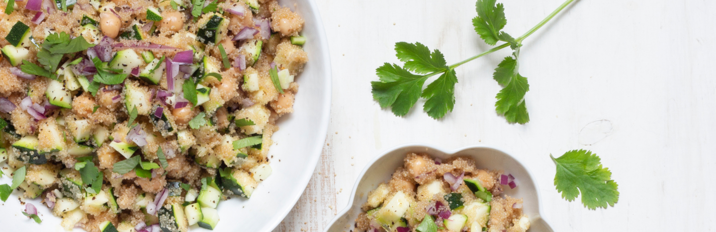 Taboulé d’amarante aux pois chiches et courgettes