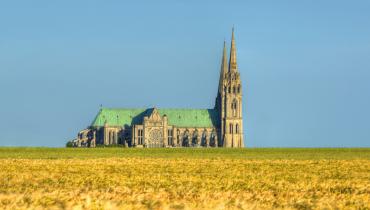 Cathédrale de Chartres au milieu des champs de blé