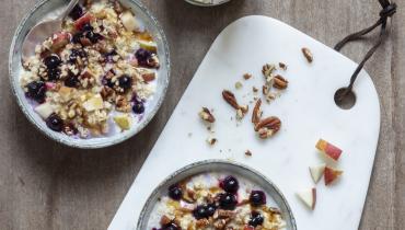 porridge myrtille pomme pecan avoine