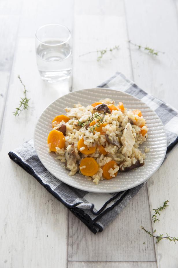 Pilaf de riz de Camargue aux carottes et poulet